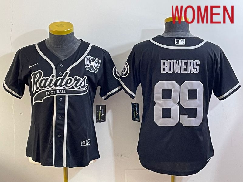 Women Oakland Raiders #89 Bowers Black Joint Name 2024 Nike Limited NFL Jersey style 5